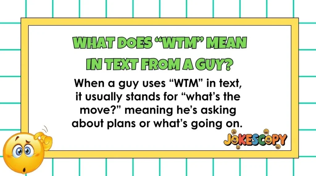 What does “WTM” mean in text from a guy?